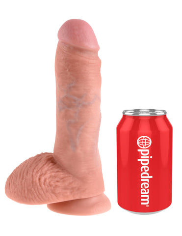 King Cock 8 Inch Realistic Dildo with Balls and Suction Cup - Realistic Dildos