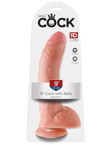 King Cock 9 Inch Suction Cup Realistic Dong with Balls - Realistic Dildos