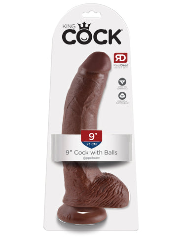 King Cock 9 Inch Suction Cup Realistic Dong with Balls - Realistic Dildos