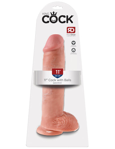 King Cock 11 inch Suction Cup Realistic Dildo With Balls - Realistic Dildos