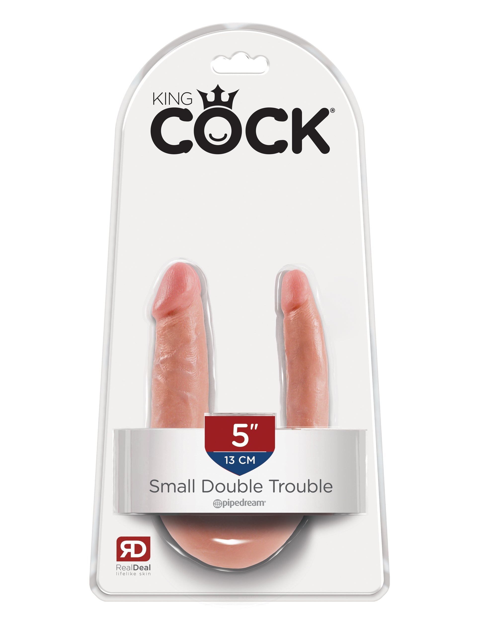 King Cock Double Trouble Suction Cup Realistic Dildo Flesh Double Ender