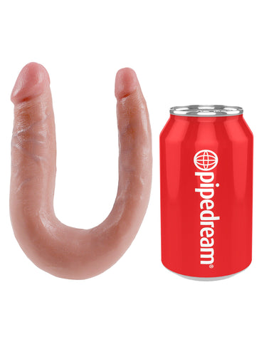 King Cock U Shaped Double Trouble Realistic Dildo Flesh - Double Ender