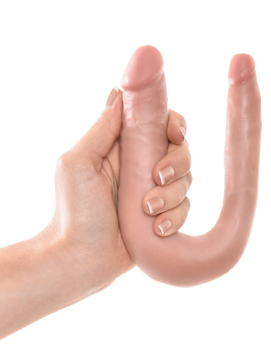 King Cock U Shaped Double Trouble Realistic Dildo Flesh - Double Ender