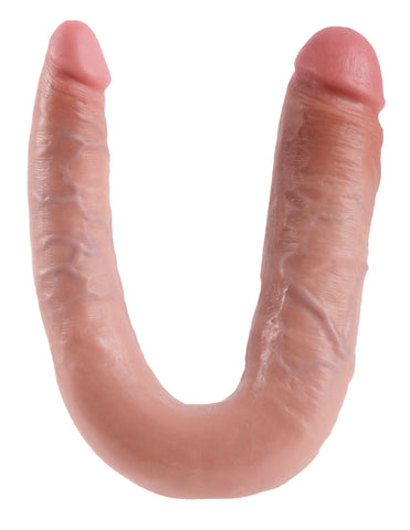 King Cock U Shaped Double Trouble Realistic Dildo Flesh - Double Ender