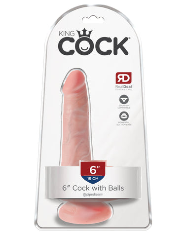 King Cock 6 Inch Suction Cup Realistic Dildo with Balls - Realistic Dildos
