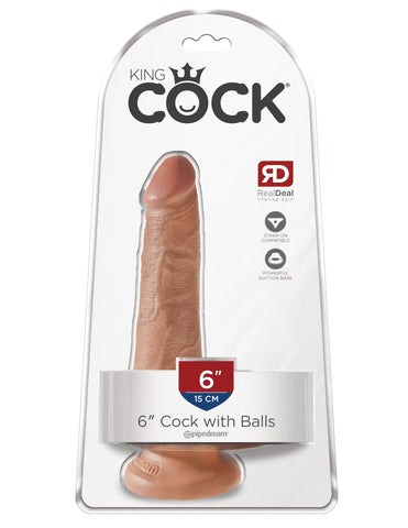 King Cock 6 Inch Suction Cup Realistic Dildo with Balls - Realistic Dildos