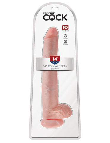 King Cock 14 inch Realistic Cock with Balls - Realistic Dildos