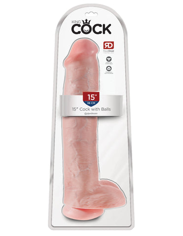 King Cock 15 Inch Realistic Dong with Balls - Rabbit Vibrators