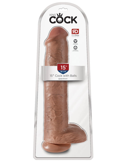 King Cock 15 Inch Realistic Dong with Balls - Rabbit Vibrators