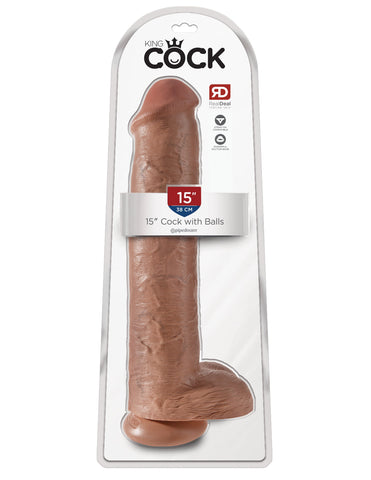 King Cock 15 Inch Realistic Dong with Balls - Rabbit Vibrators