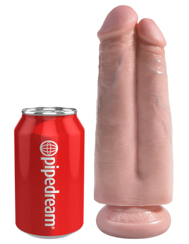 King Cock Two Cocks One Hole Realistic Double Dildo Flesh - Double Ender