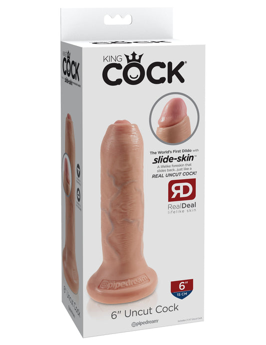 King Cock Uncut Lifelike with Foreskin Realistic Dildo Flesh - Realistic Dildos