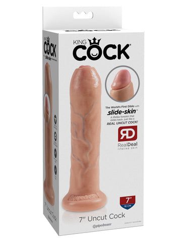 King Cock Uncut Lifelike with Foreskin Realistic Dildo Flesh - Realistic Dildos