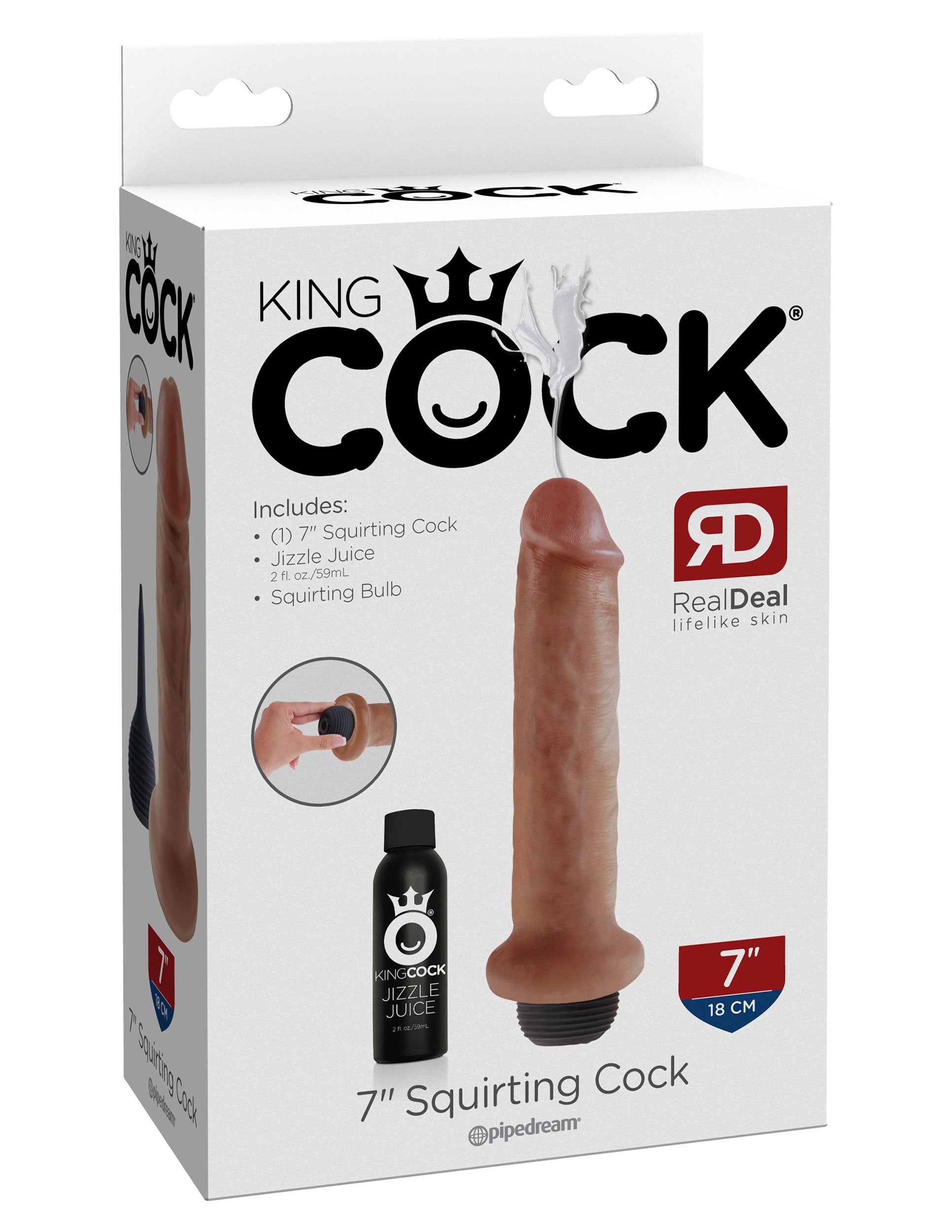 Pipedream King Cock 7 Inch Realistic Squirting Cock Tan Realistic Dildos