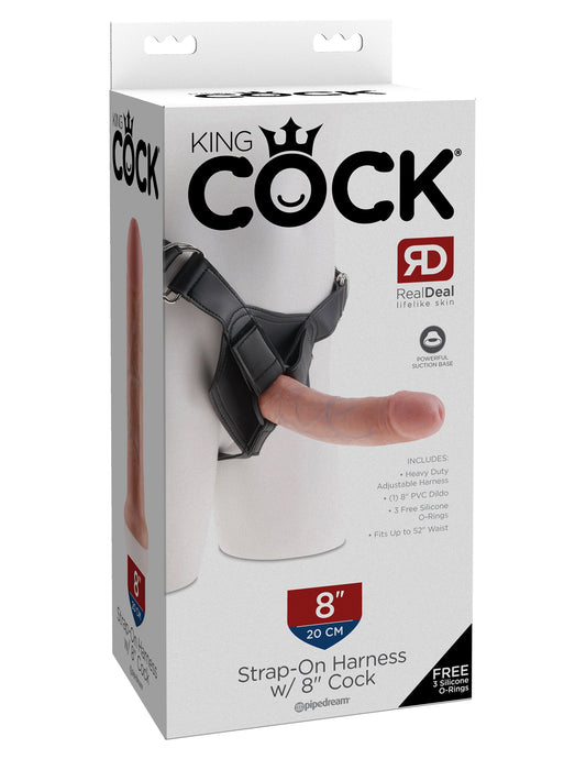 King Cock Strap-On Harness with 8 inch Realistic Cock - Strap On Sextoys
