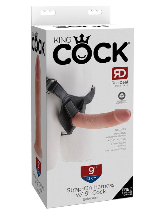 King Cock Strap-On Harness with 9 inch Realistic Cock - Strap On Sextoys