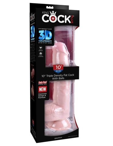 King Cock Plus 10 Inch Triple Density Fat Cock with Balls - Realistic Dildos