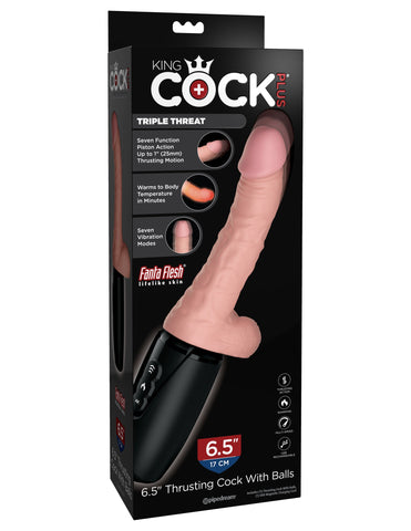 King Cock Plus 6.5 Inch 3D Thrusting Vibrating Cock - Vibrating Dildos
