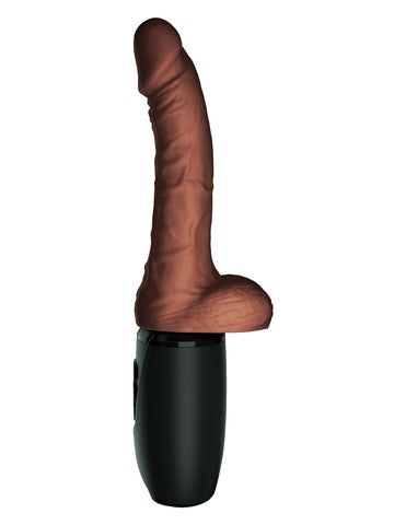 King Cock Plus 7.5 Inch Thrusting Cock with Balls Brown - Realistic Dildos