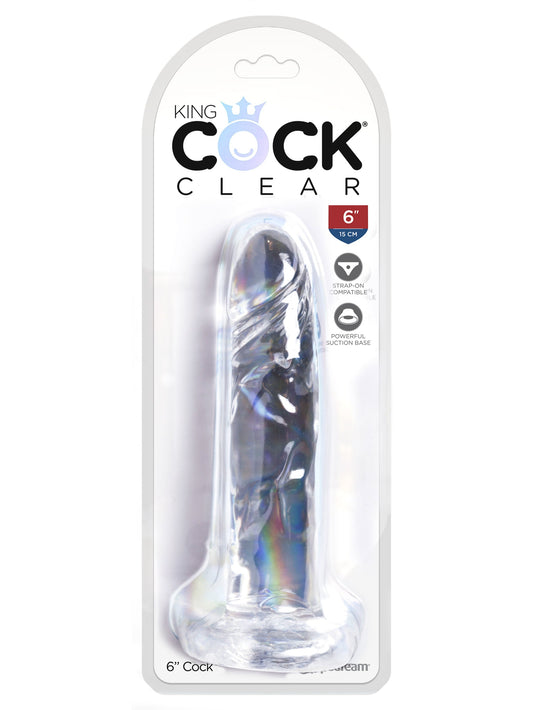 King Cock Clear Realistic Cock With Suction Cup Base - Realistic Dildos