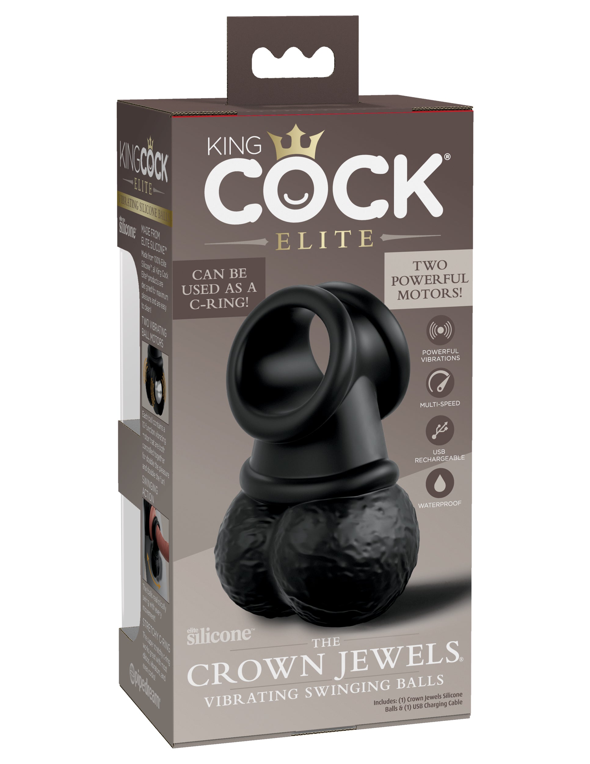 King Cock Elite The Crown Jewels Vibrating Silicone Balls Ball and Cock Toys