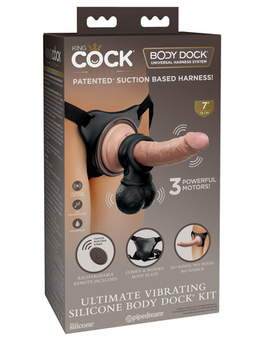 King Cock Elite Ultimate Vibrating Silicone Body Dock Kit - Realistic Dildos