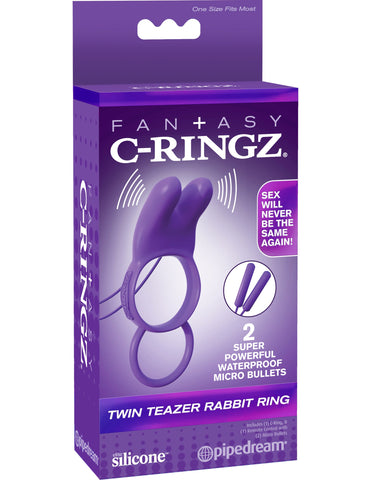 Pipedream Fantasy C-Ringz Twin Teazer Rabbit Cock Ring - Vibrating Cock Rings