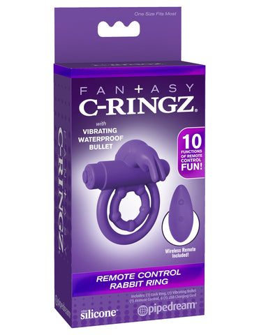 Pipedream Fantasy C-Ringz Remote Control Rabbit Ear Ring - Cock Rings