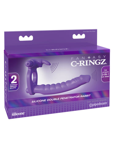 Fantasy C-Ringz Silicone Double Penetrator Rabbit Cock Ring - Vibrating Cock Rings