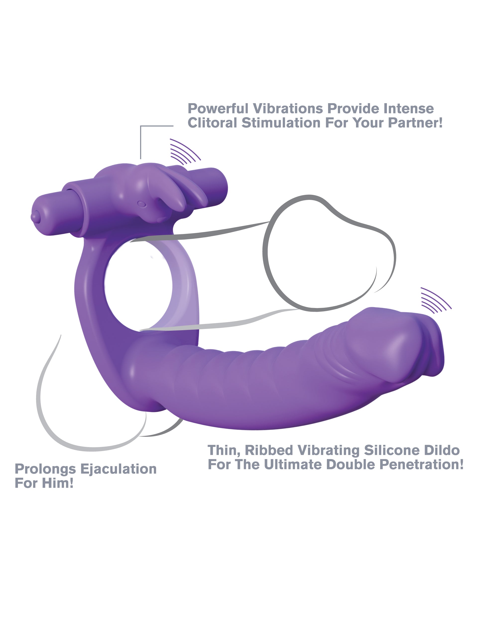 Fantasy C-Ringz Silicone Double Penetrator Rabbit Cock Ring Vibrating Cock Rings
