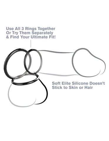 Pipedream Fantasy C-Ringz Silicone 3 Ring Stamina Set - Cock Rings