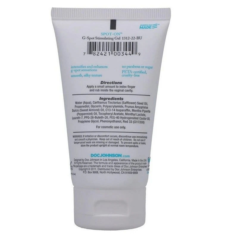 Doc Johnson Spot On G Spot Stimulating Gel For Women 2oz Delay and Excite Sprays