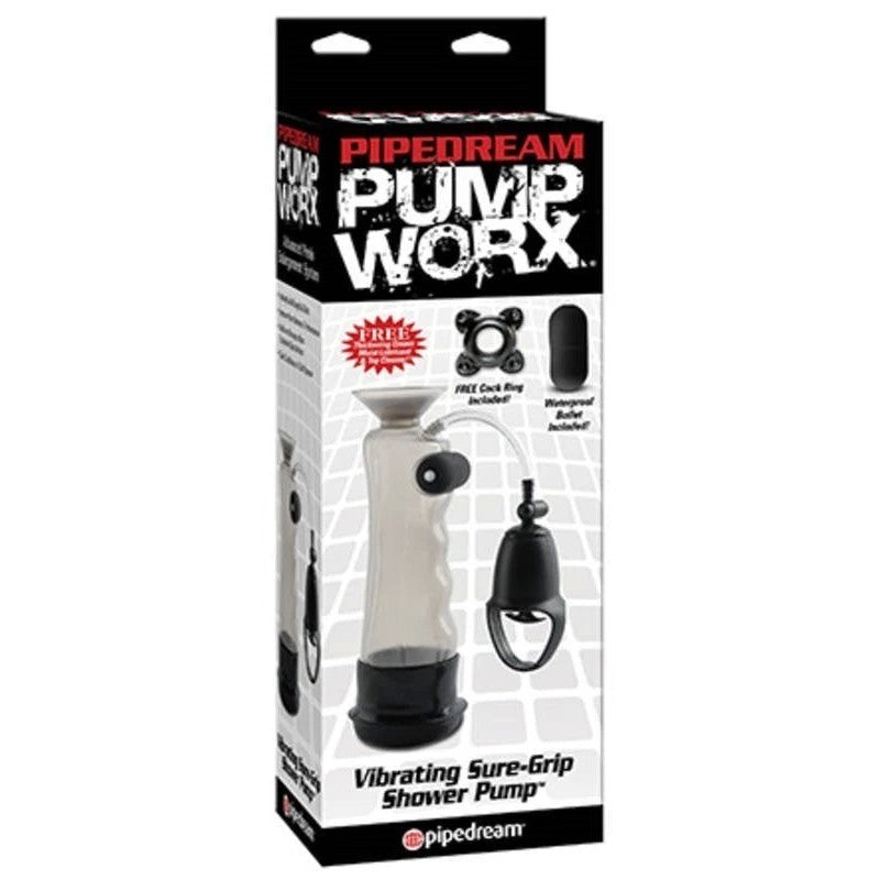 Pump Worx Vibrating Sure Grip Shower Penis Pump Pumps, Extenders and Sleeves