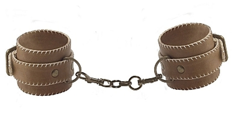 Premium Bonded Leather Bondage Ankle Cuffs Brown Cuffs and Restraints