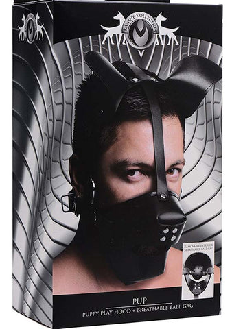 Pup Puppy Play Hood and Breathable Ball Gag - Bondage Gags and Bits