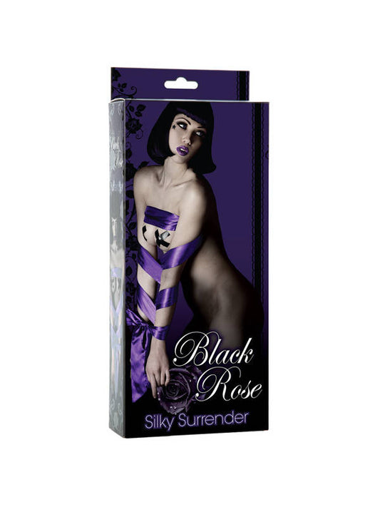 Doc Johnson Black Rose Silky Surrender BDSM Restraints - Collars and Leads