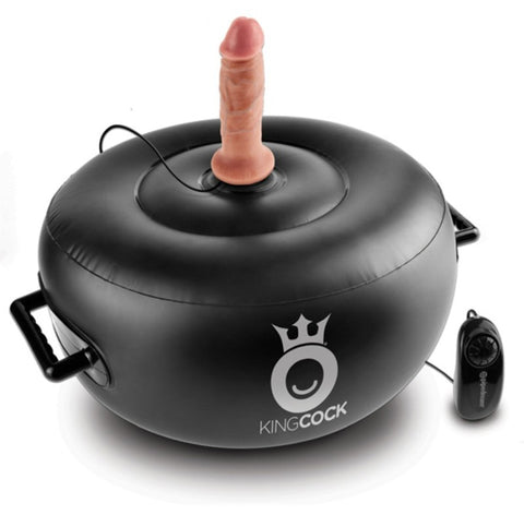 King Cock Vibrating Inflatable Dildo Hot Seat Black - Sex Machines