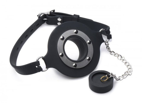 Master Series Pie Hole Silicone Feeding Gag - Bondage Gags and Bits