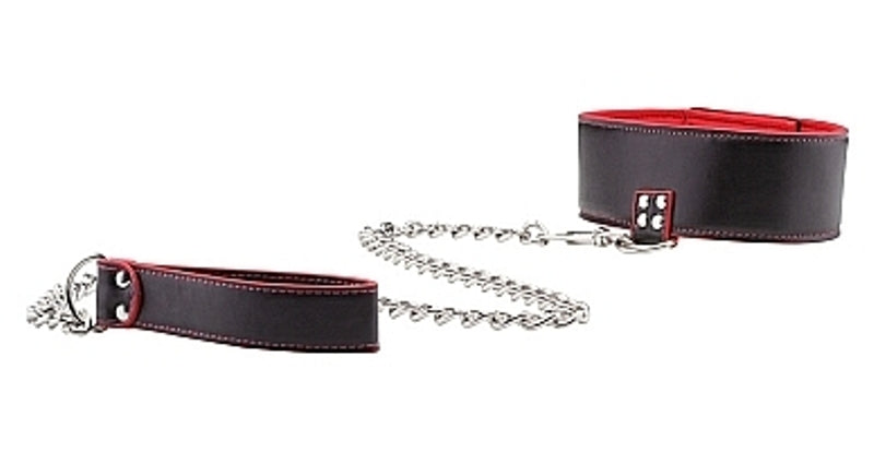 Ouch Reversible Collar with Leash Red Collars and Leads