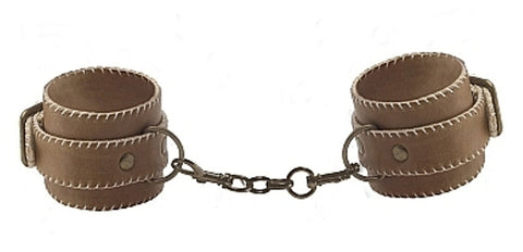 Premium Bonded Leather Cuffs for Hands - Brown - Cuffs and Restraints