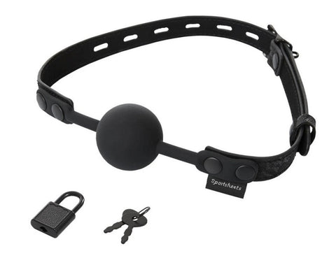 Sincerely Locking Lace BDSM Play Silicone Ball Gag - Bondage Gags and Bits