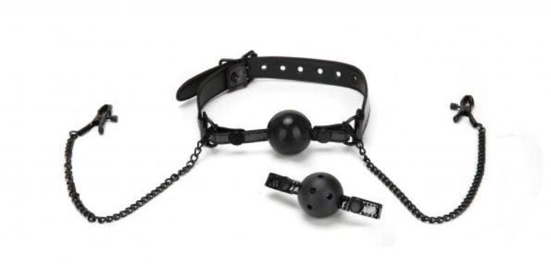 Whipsmart Diamond Ball Gag and Nipple Clips Bondage Gags and Bits