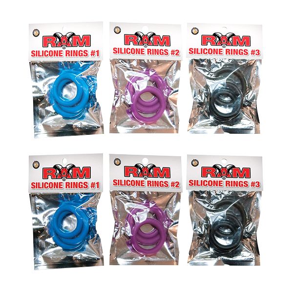 Nasstoys RAM 24 Silicone Rings Pop Box Cock Ring Set in Black Blue & Purple 3 Sizes Cock Ring Sets