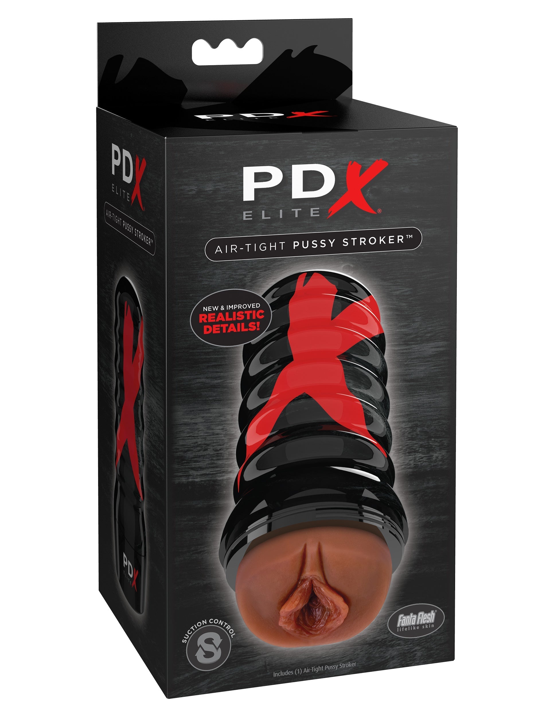 PDX Elite Air Tight Mens Pussy Stroker Brown Masturbators and Strokers