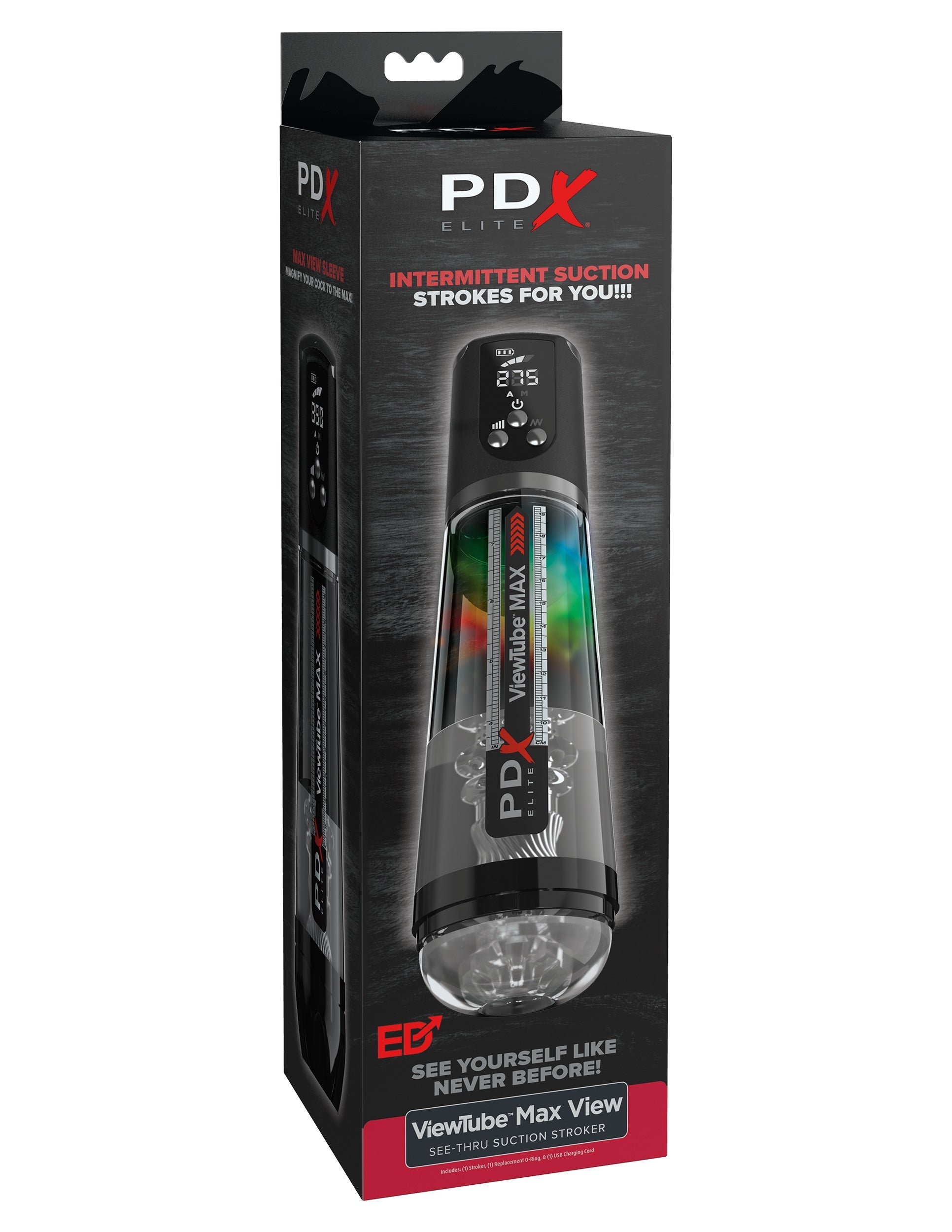 PDX Elite ViewTube MAX View Rechargeable Mens Stroker Black Masturbators and Strokers
