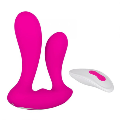 Adam and Eve Rechargeable Dual Entry Remote Controlled Vibrator Pink - Remote Control Vibrators