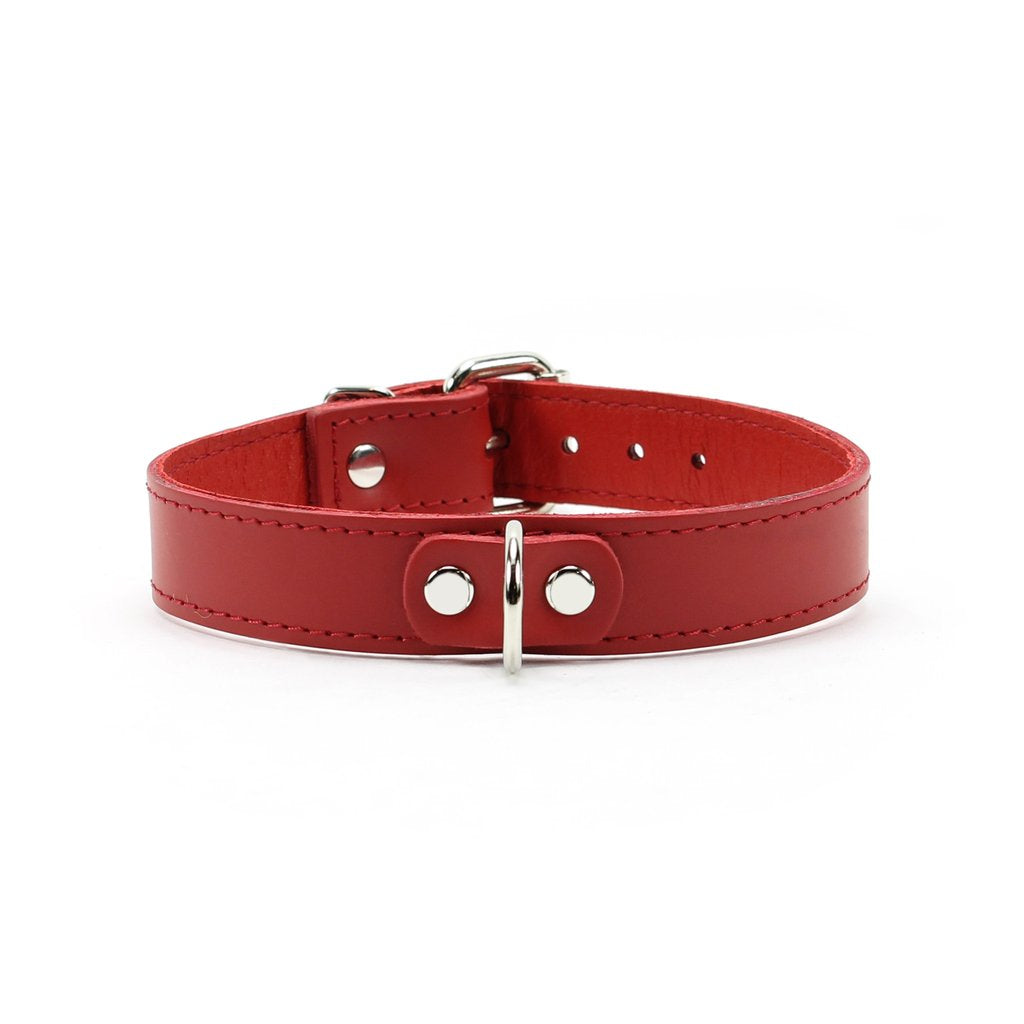 Bedroom Bondage Collar Adjustable Red Leather with Lead Collars and Leads