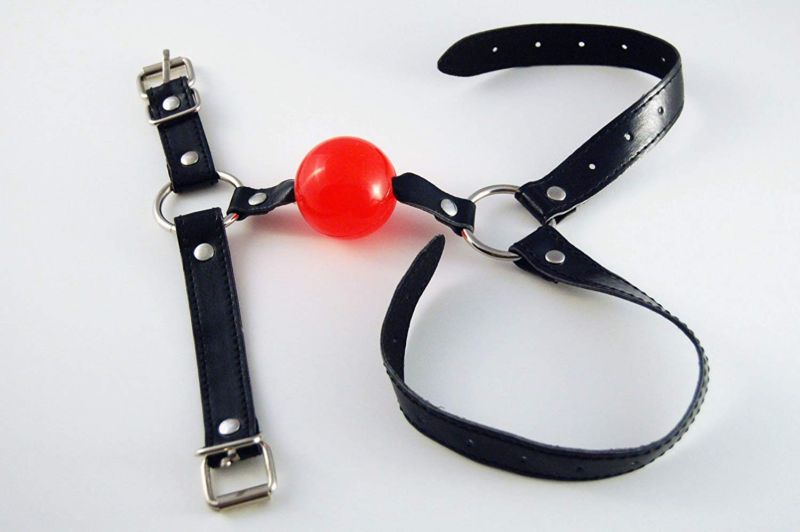 BDSM Ball Gag with Chin Strap Thin Bondage Gags and Bits