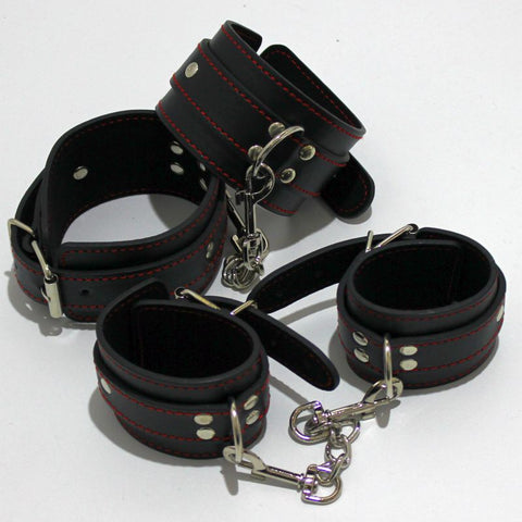 BDStyle Faux Leather Bondage Wrist and Ankle Restraints - Cuffs and Restraints