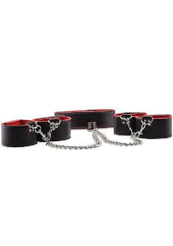 Ouch Reversible Collar / Wrist / Ankle Cuffs Red - Cuffs and Restraints